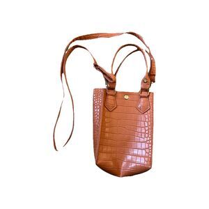 Vintage 80s Cabrelli Orange Faux Leather Crocodile Mini Purse VTG with Strap
